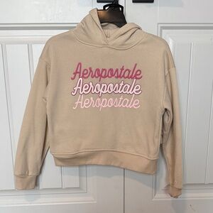 Girls Aeropostale Tan Hoodie and Short Set with Pink Accents